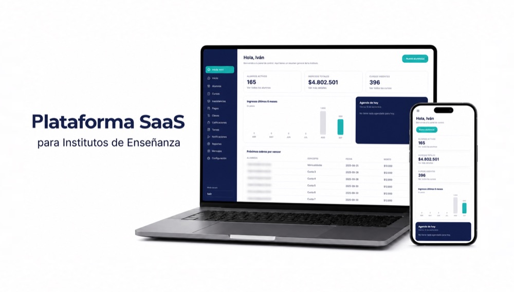 Panel de administración del instituto de enseñanza